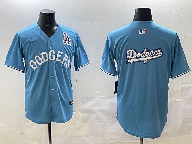 Men Los Angeles Dodgers Blank Light Blue Throwback Game 2025 Nike MLB Jersey style 15